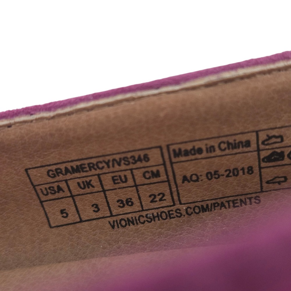 LIKE NEW Vionic Gramercy Plum Purple Suede Pointed Toe Bow Ballet Flats Womens 5 - Picture 7 of 7